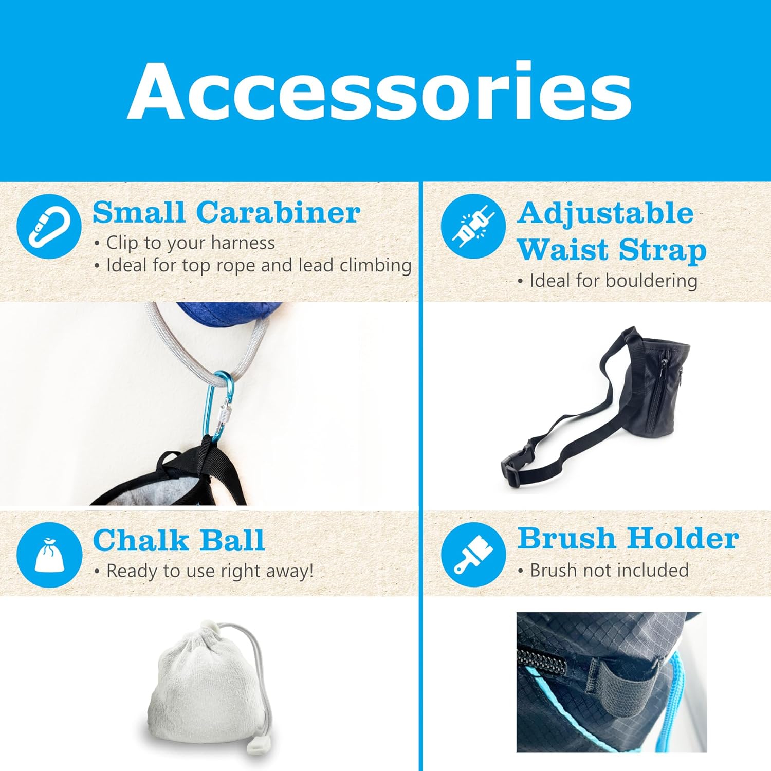 "Climb On" Standard Chalk Bag + Refillable Chalk Ball